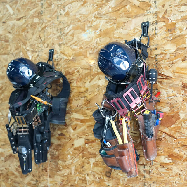 施工道具。道具は大切に扱います。